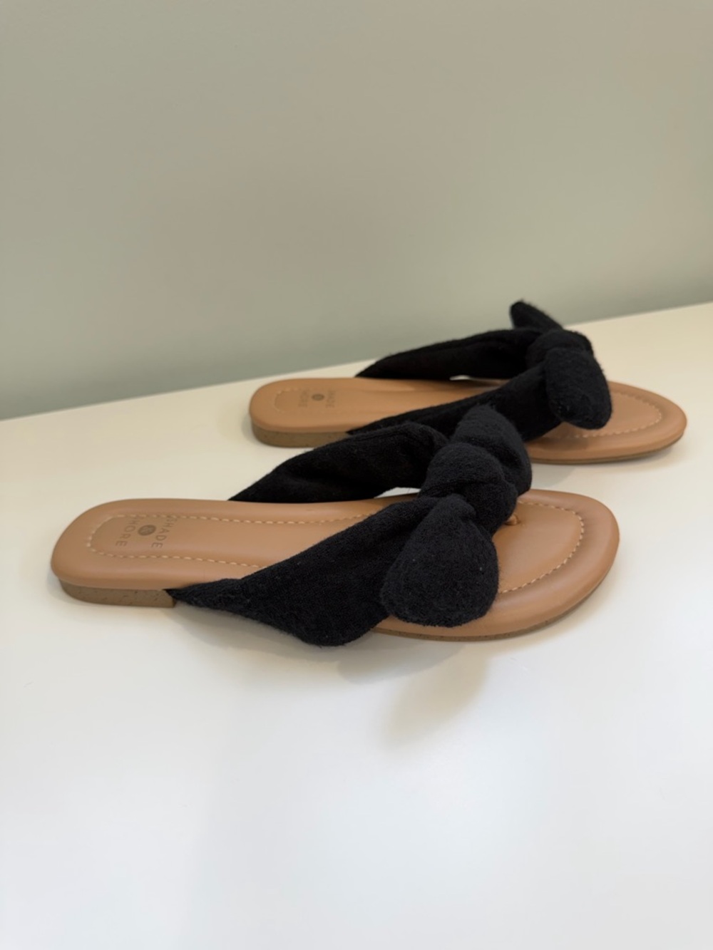 Black Knot Slide Sandals Women 7 Open Toe Flat Slip On Casual Summer Minimalist